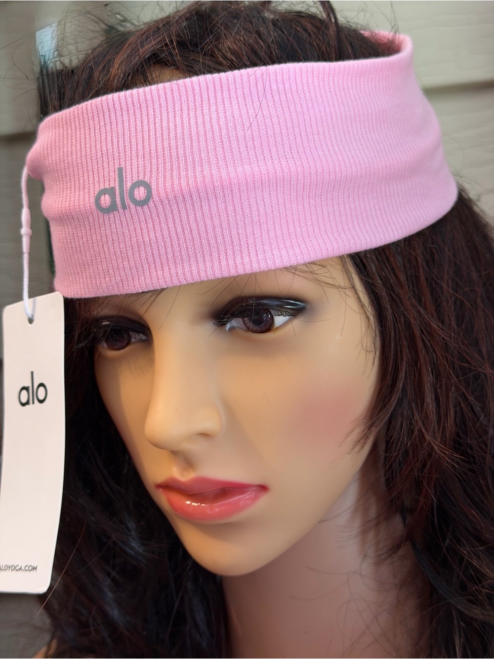 ALO Yoga Wide Pink Headband - Soft Stretch Workout Band - Picture 3 of 6